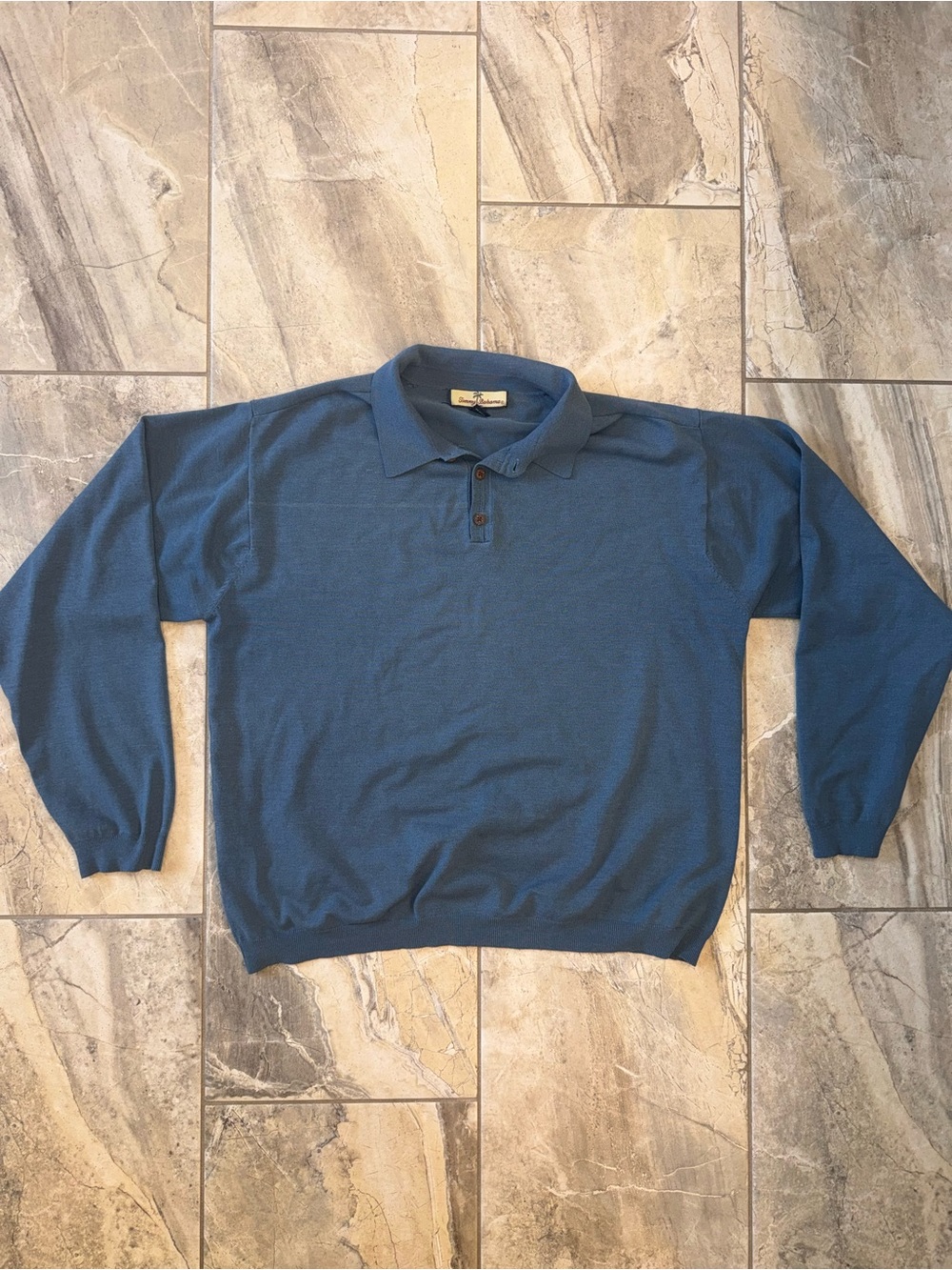 Tommy Bahama Slate Blue Long Sleeve Polo